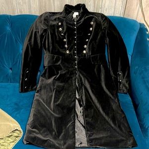 Gorgeous Black Velvet long jacket split back fitted waist